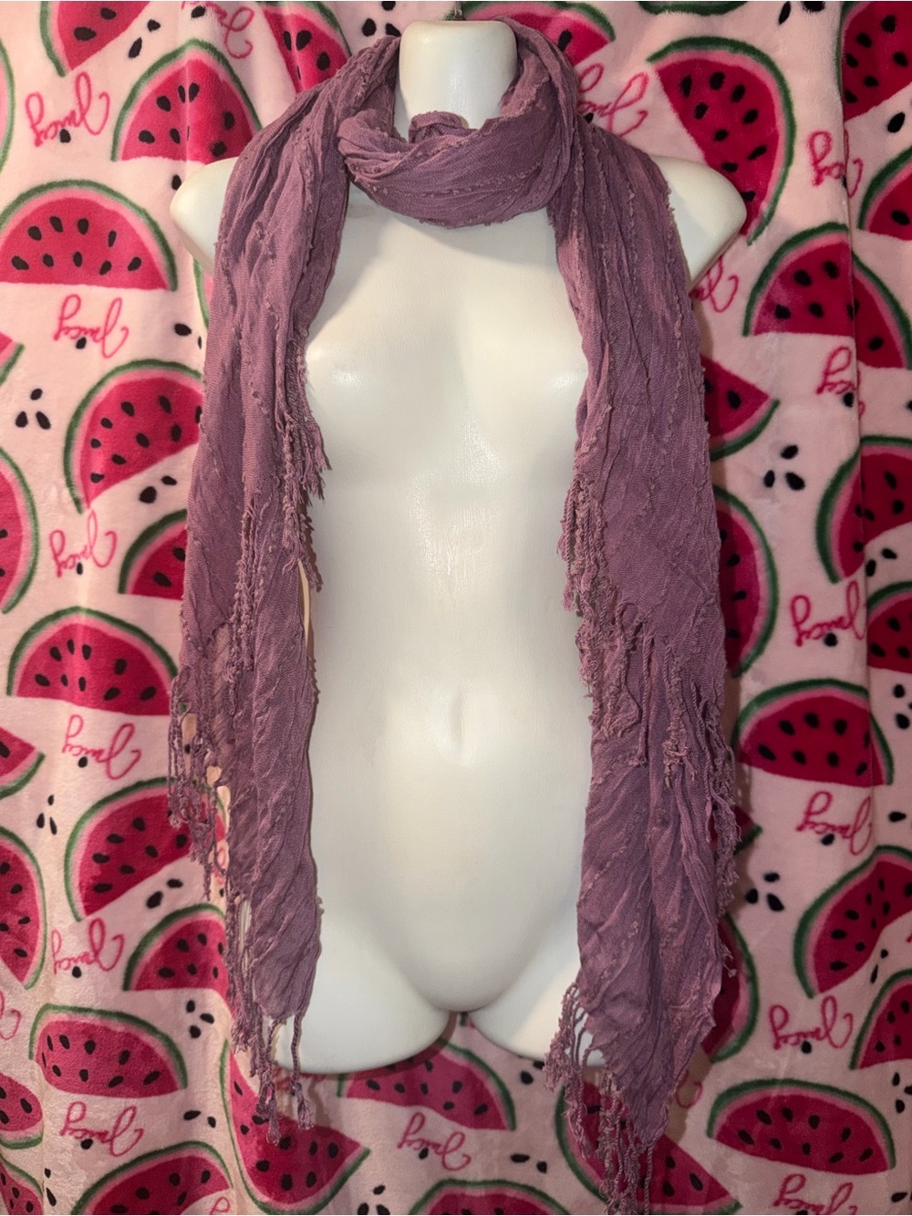 💜 Lightweight Textured Fringe Scarf